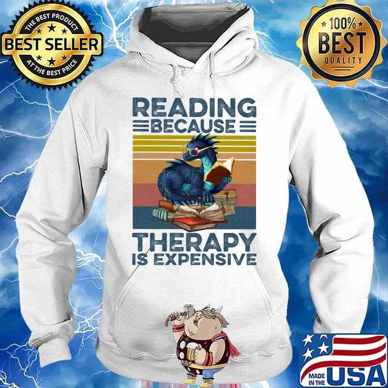 Dragon reading because therapy is expensive vintage retro s Hoodie