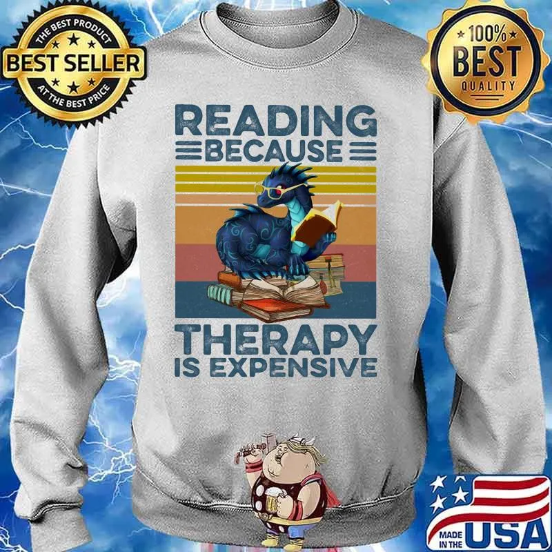 Dragon reading because therapy is expensive vintage retro s Sweater
