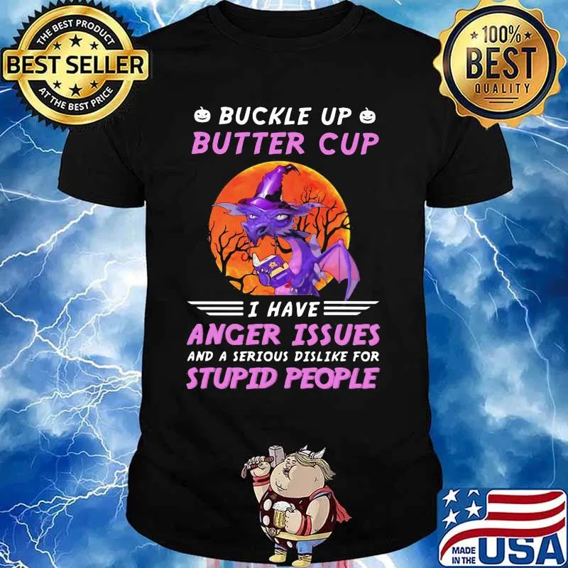 Dragon witch buckle up butter cup i have anger issues and a serious dislike for stupid people sunset shirt