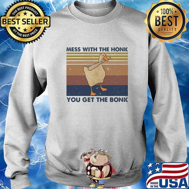 Duck mess with the honk you get the bonk vintage retro s Sweater