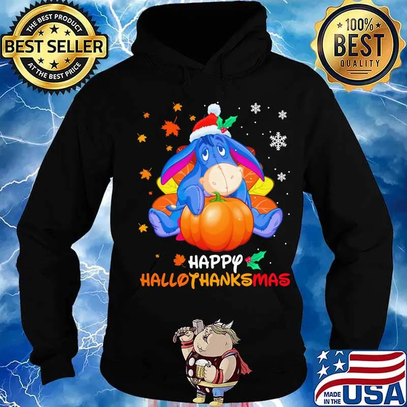 Eeyore donkey happy hallothanksmas halloween thanksgiving christmas s Hoodie