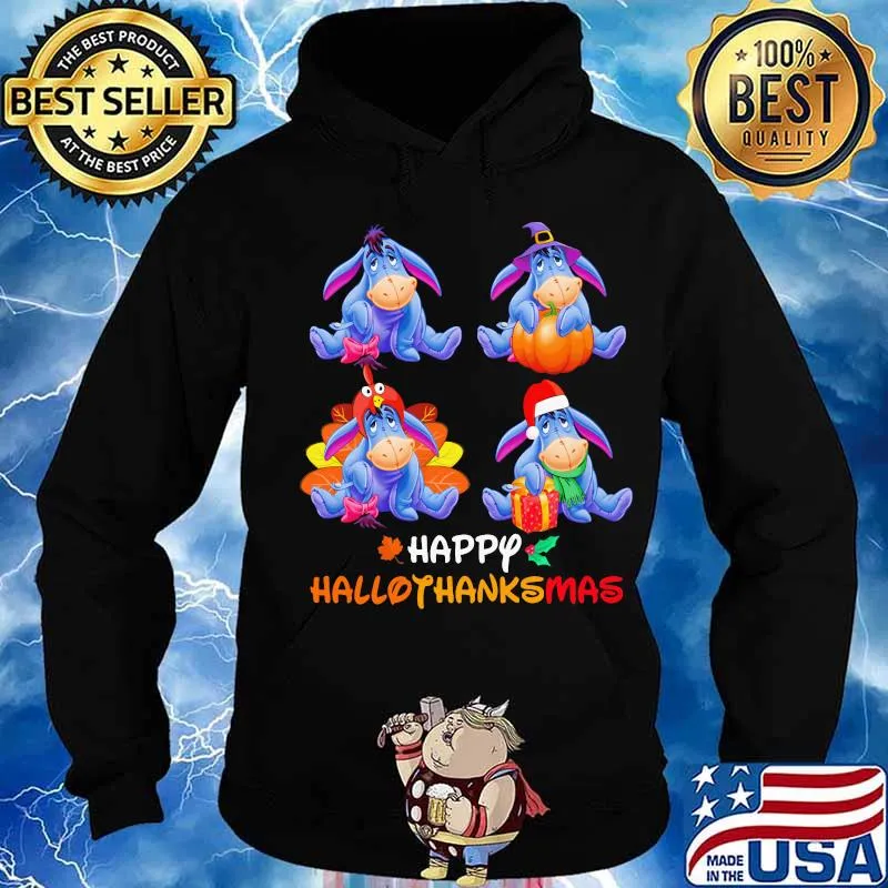 Eeyore donkey happy hallothanksmas halloween thanksgiving christmas s Hoodie