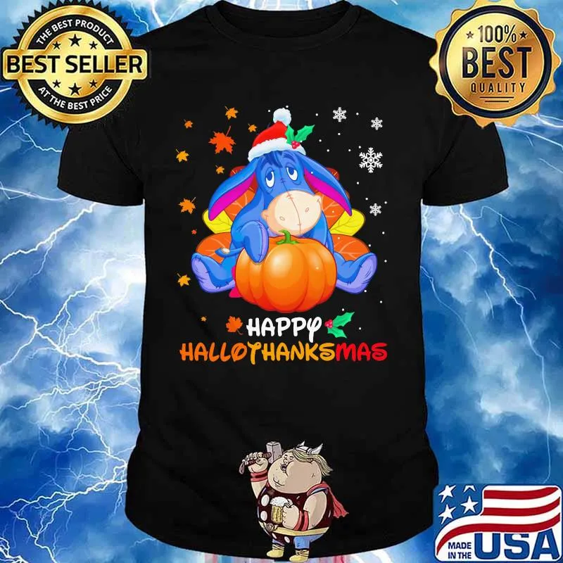 Eeyore donkey happy hallothanksmas halloween thanksgiving christmas shirt
