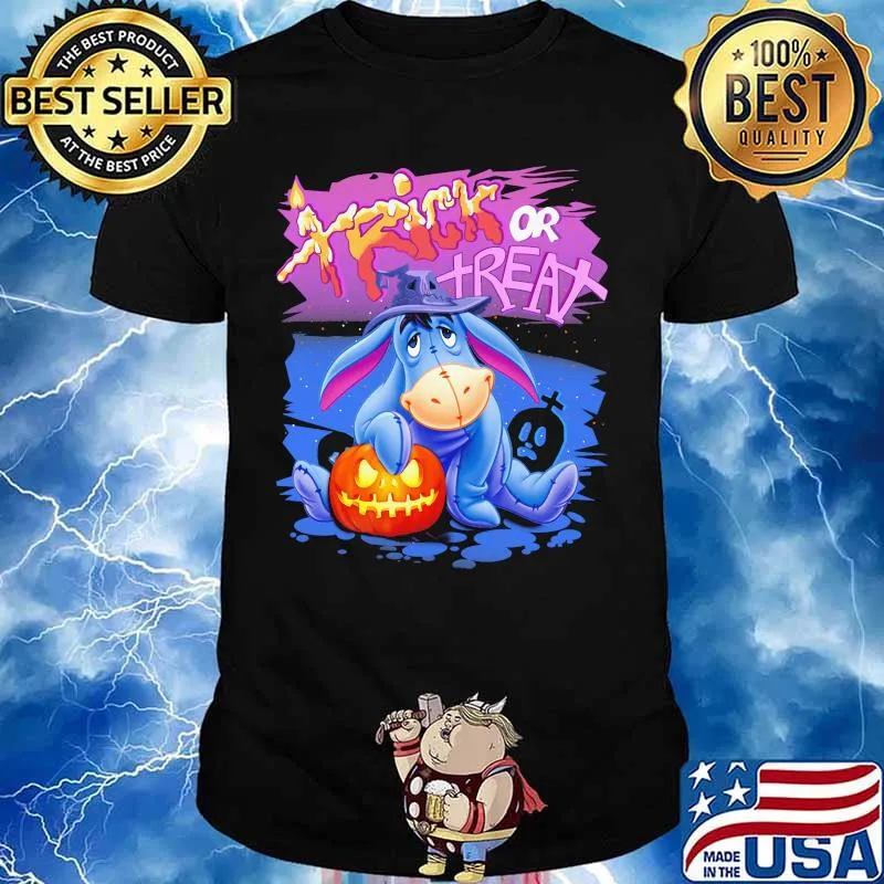 Eeyore donkey witch trick or treat happy halloween shirt