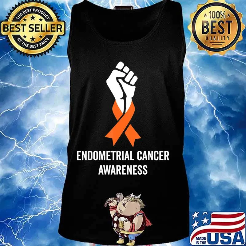 Endometrial Cancer Awareness Peach Ribbon Support Women Gift T-Shirt Tank top