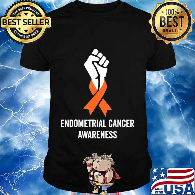 Endometrial Cancer Awareness Peach Ribbon Support Women Gift T-Shirt