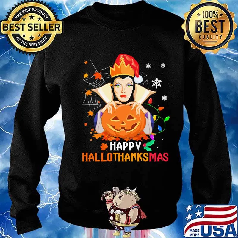Evil queen happy hallothanksmas halloween thanksgiving christmas s Sweater