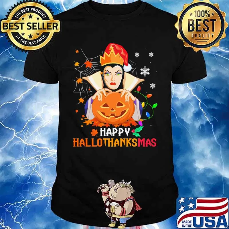 Evil queen happy hallothanksmas halloween thanksgiving christmas shirt