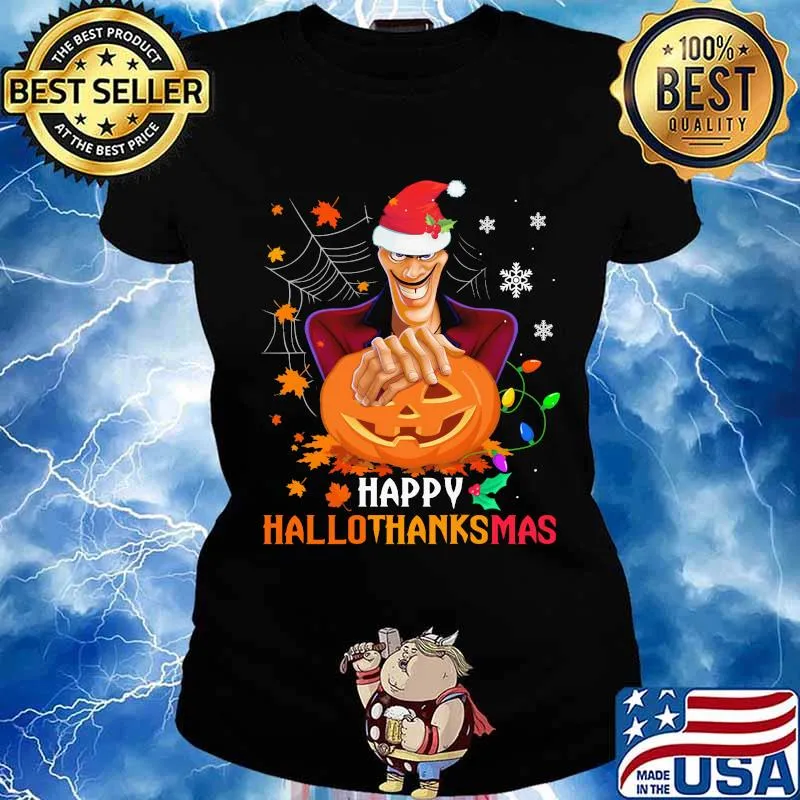 Facilier happy hallothanksmas halloween thanksgiving christmas s Ladies tee