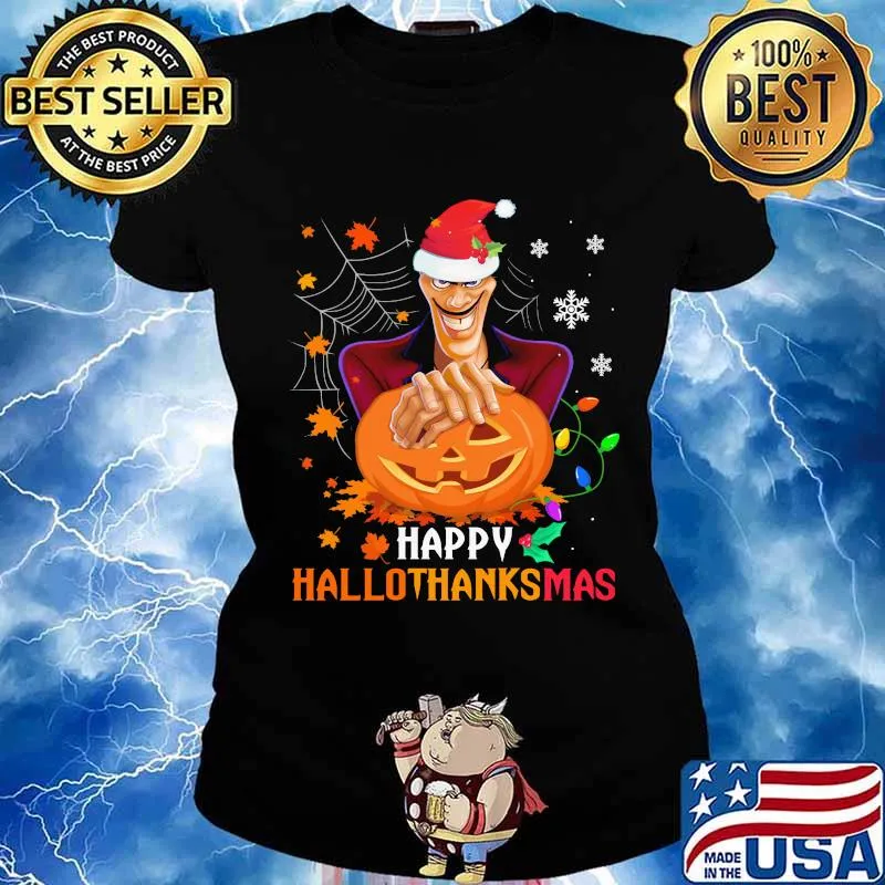Facilier happy hallothanksmas halloween thanksgiving christmas s Ladies tee
