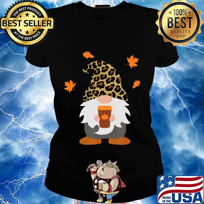 Fall Gnome with Pumpkin Spice Halloween Thanksgiving Cute T-Shirt Ladies tee