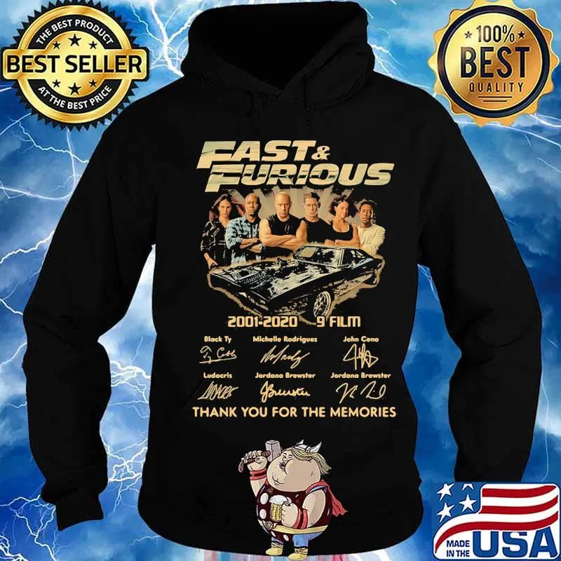 Fast and furious 2001 2020 9 film thank for the memories signatures s Hoodie
