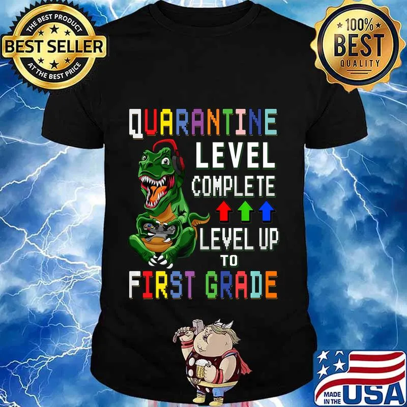 First Grade Quarantine Shirt Back To School T Rex Gamer Gift Premium T-Shirt