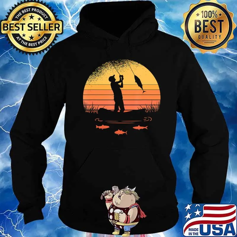 Fisherman Sunset catching a fish, & view beneath the water T-Shirt Hoodie