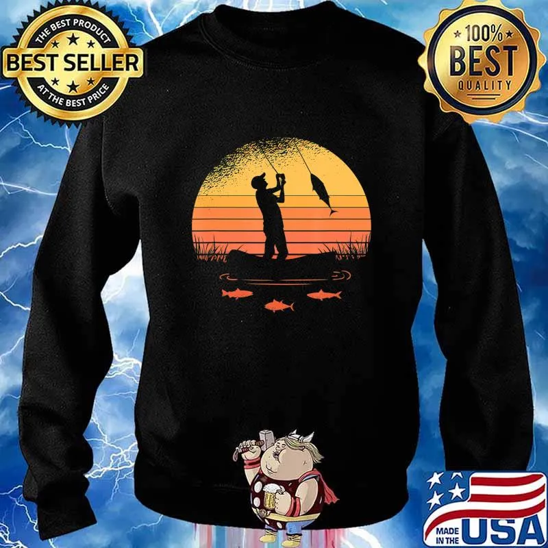 Fisherman Sunset catching a fish, & view beneath the water T-Shirt Sweater