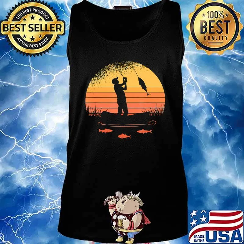 Fisherman Sunset catching a fish, & view beneath the water T-Shirt Tank top
