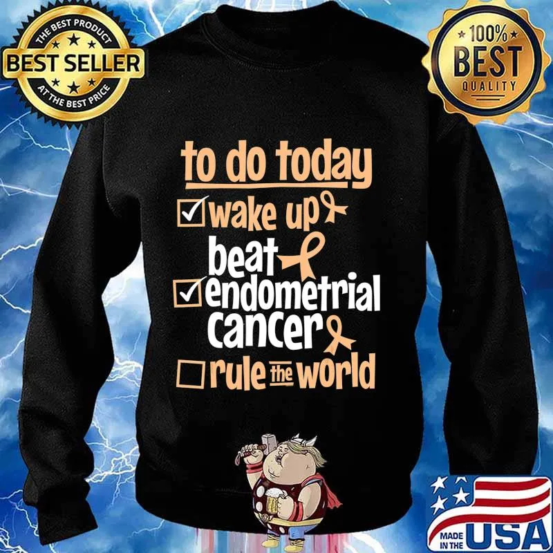 Funny Beat Endometrial Cancer Rule the World - Survivor Gift T-Shirt Sweater