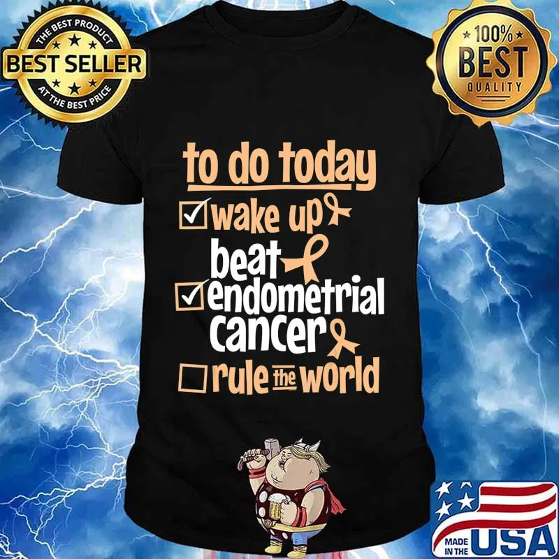Funny Beat Endometrial Cancer Rule the World - Survivor Gift T-Shirt