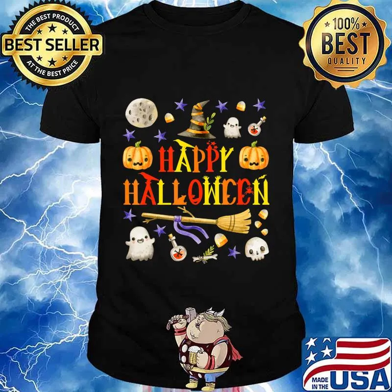 Funny Happy Halloween Scary Retro Boys Girls Kids T-Shirt