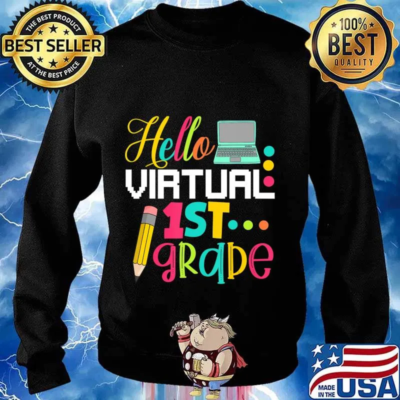 Funny Hello Virtual 1st grade Gift Back to School 2020 T-Shirt Sweater