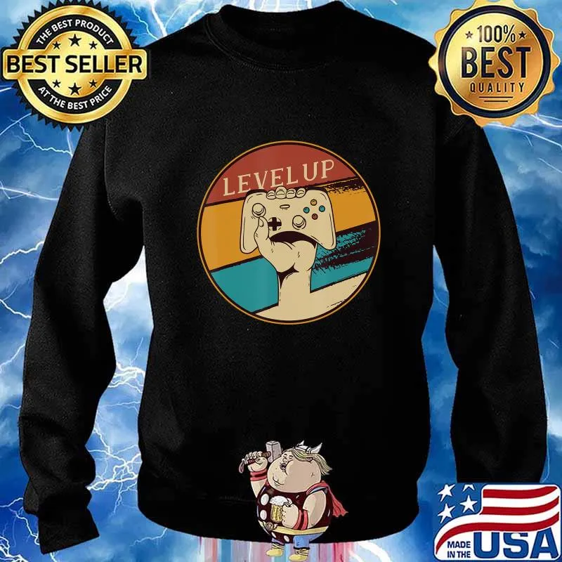 Funny Retro Video Game Level Up Controller Gift T-Shirt Sweater