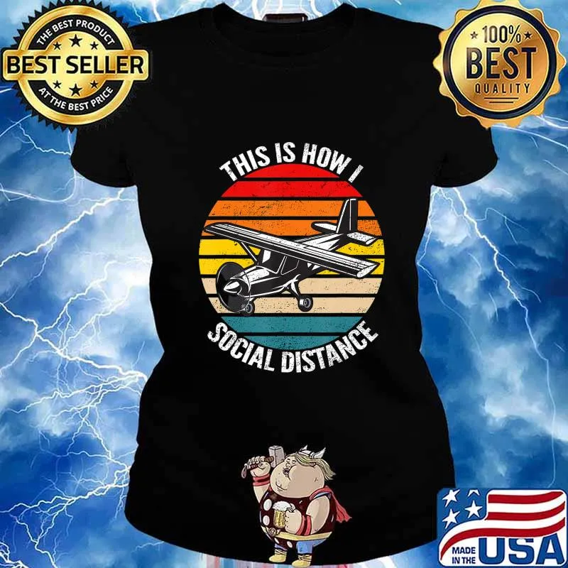 Funny Retro Vintage Airplane Aviation Pilot Gift T-Shirt Ladies tee