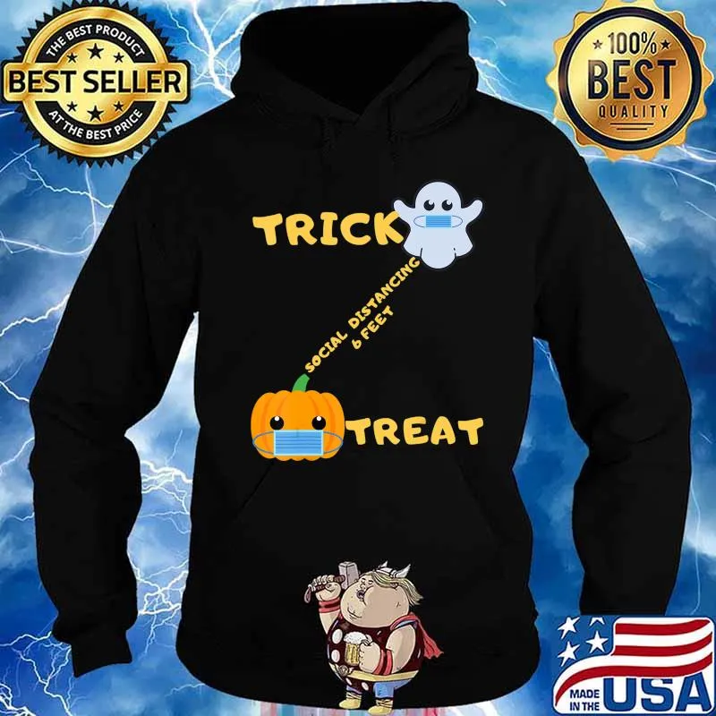 Ghost Pumpkin Social Distancing Trick Or Treat Halloween T-Shirt Hoodie