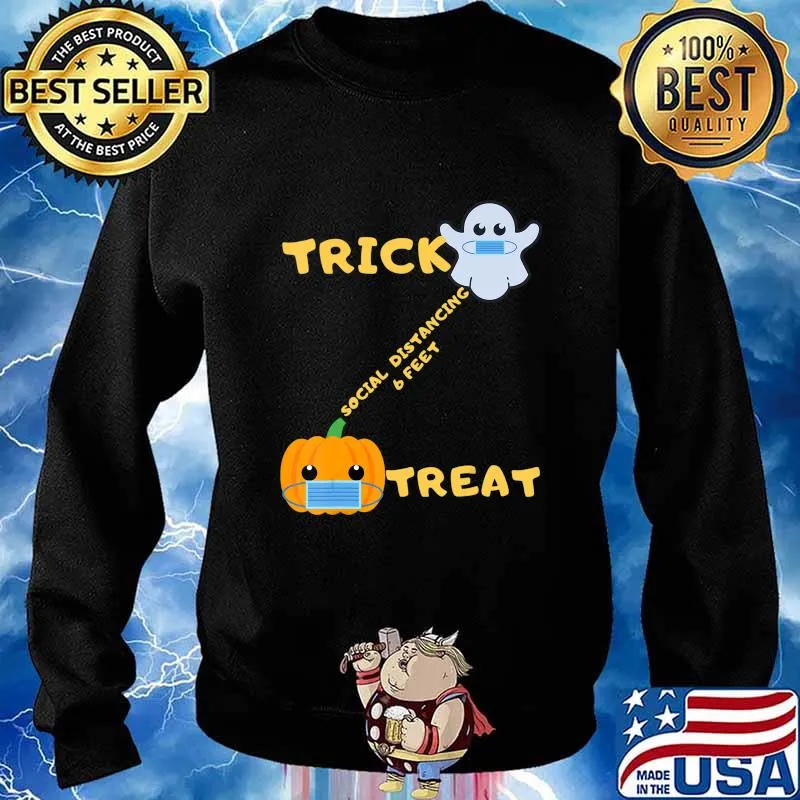 Ghost Pumpkin Social Distancing Trick Or Treat Halloween T-Shirt Sweater