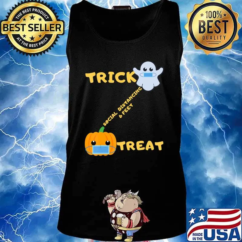 Ghost Pumpkin Social Distancing Trick Or Treat Halloween T-Shirt Tank top