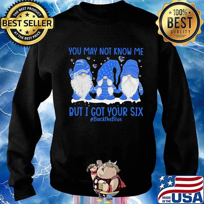 Gnomes you may not know me but i got your six back the blue s Sweater