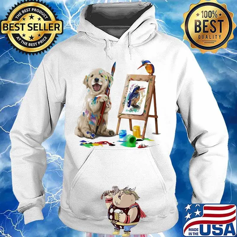 Golden retriever painting bird s Hoodie