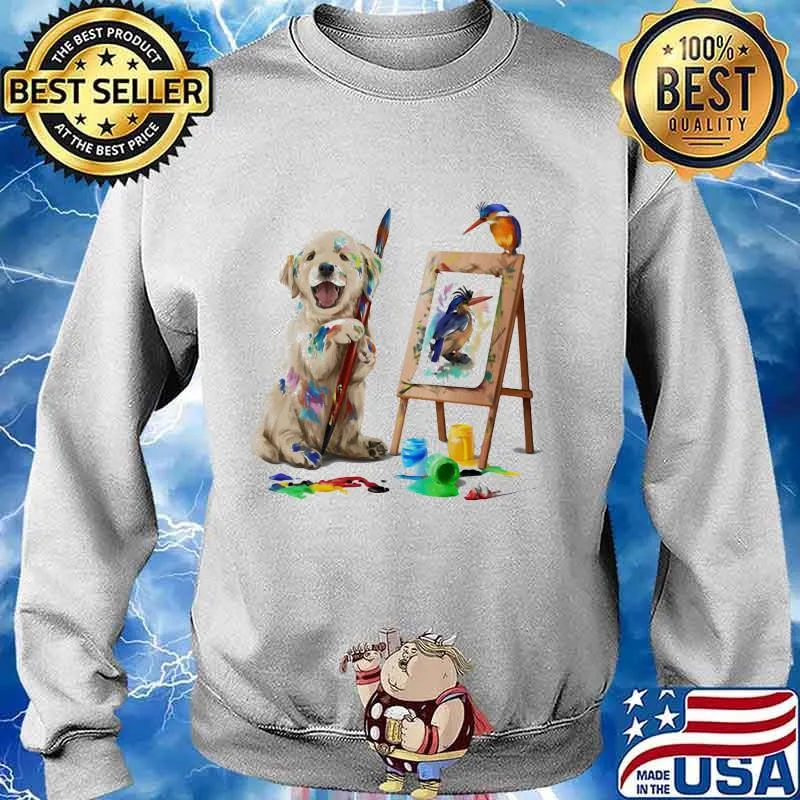 Golden retriever painting bird s Sweater