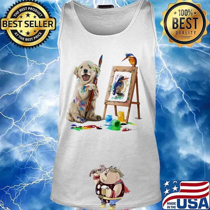 Golden retriever painting bird s Tank top