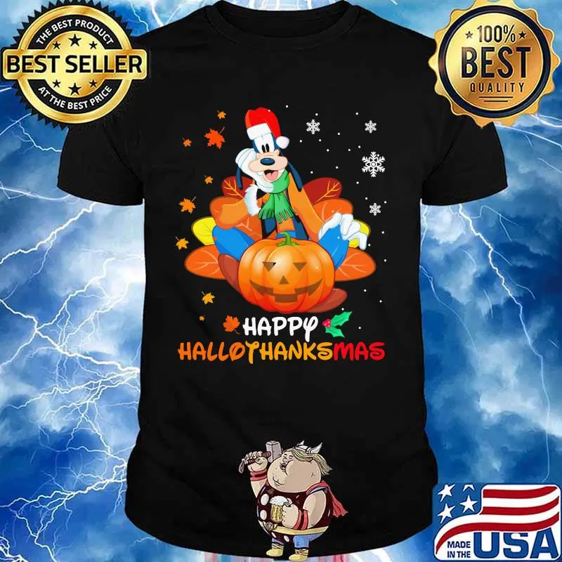 Goofy happy hallothanksmas halloween thanksgiving christmas shirt