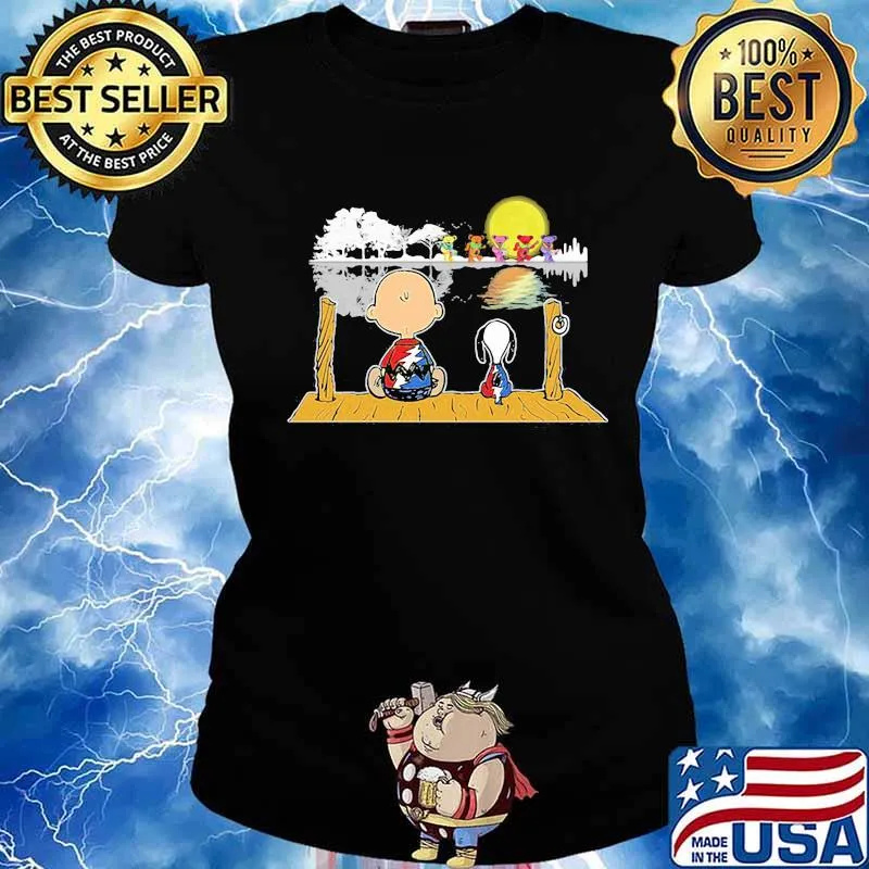 Grateful dead band charlie brown and snoopy seeing bears s Ladies tee