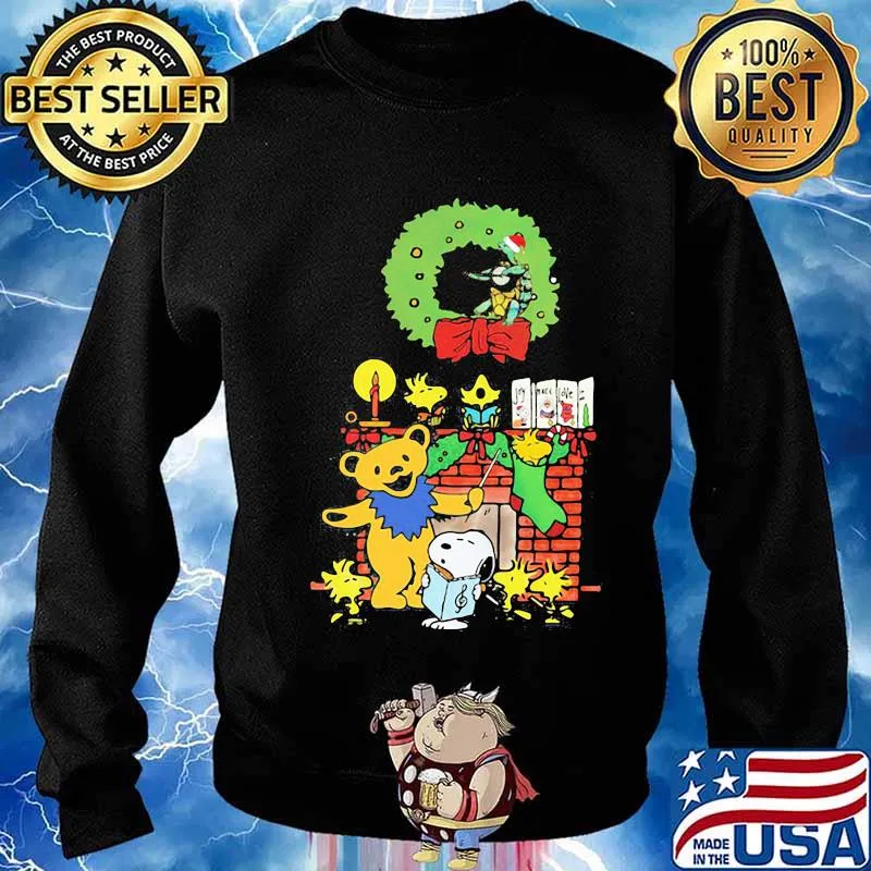 Grateful dead bear snoopy and turtle merry christmas s Sweater