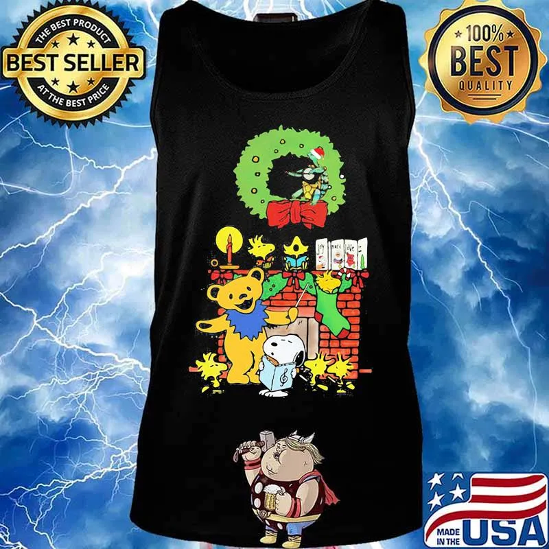 Grateful dead bear snoopy and turtle merry christmas s Tank top