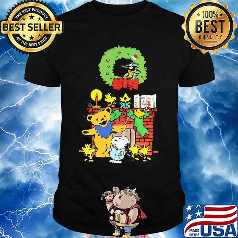 Grateful dead bear snoopy and turtle merry christmas shirt