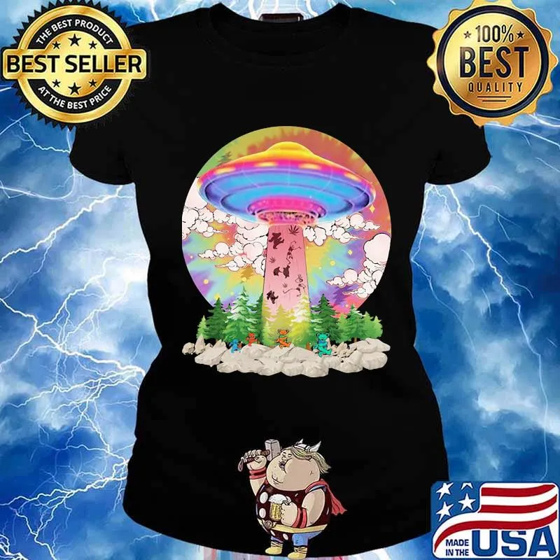 Grateful dead bear weed ufo hippie s Ladies tee