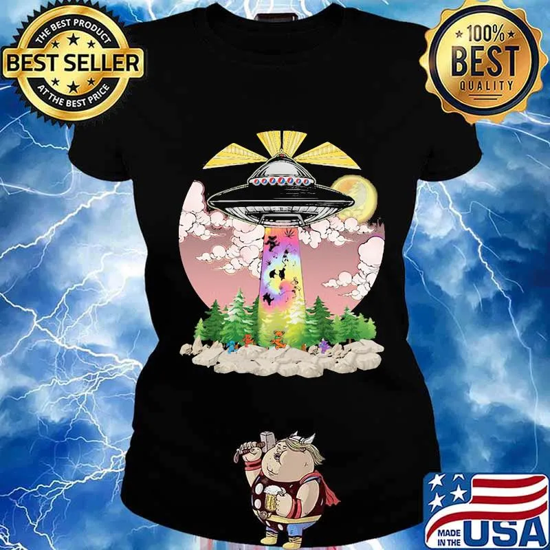 Grateful dead bears weed ufo lights s Ladies tee