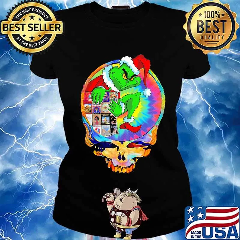 Grateful dead grinch santa merry christmas s Ladies tee