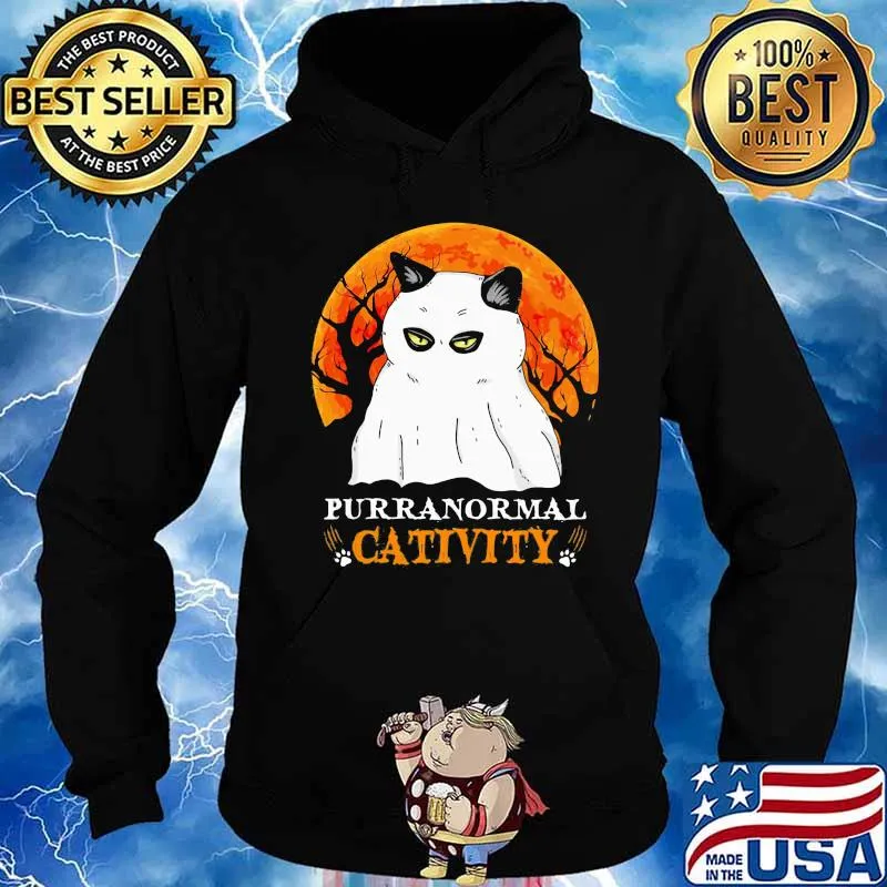 Halloween black cat boo purranormal cativity sunset s Hoodie
