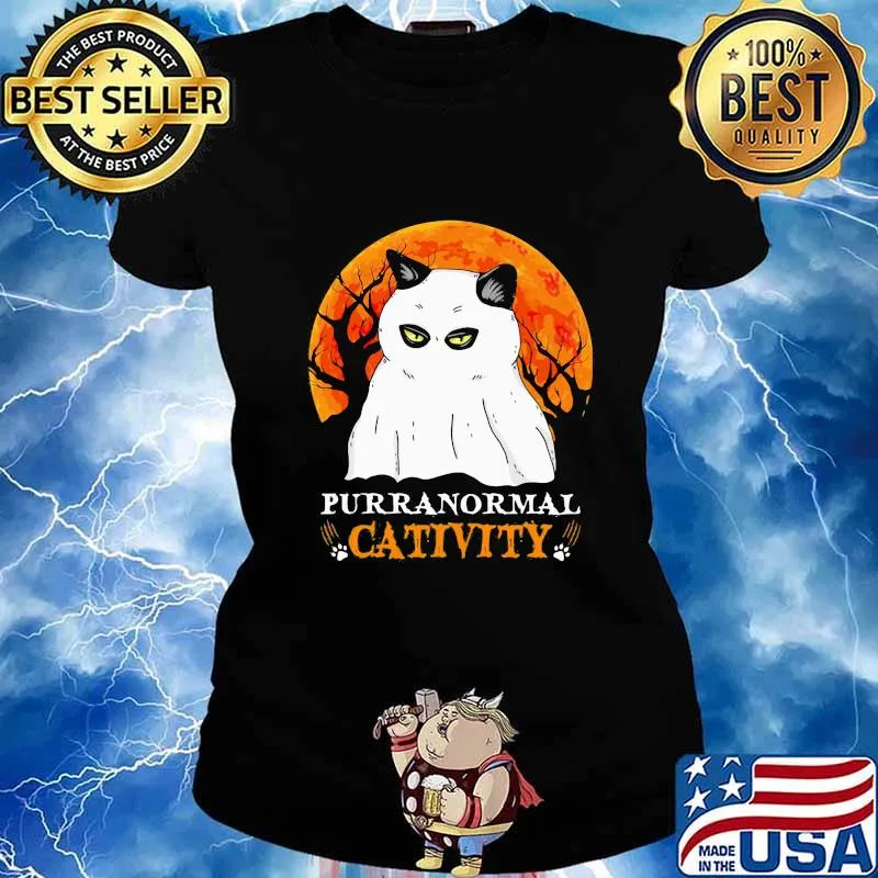 Halloween black cat boo purranormal cativity sunset s Ladies tee