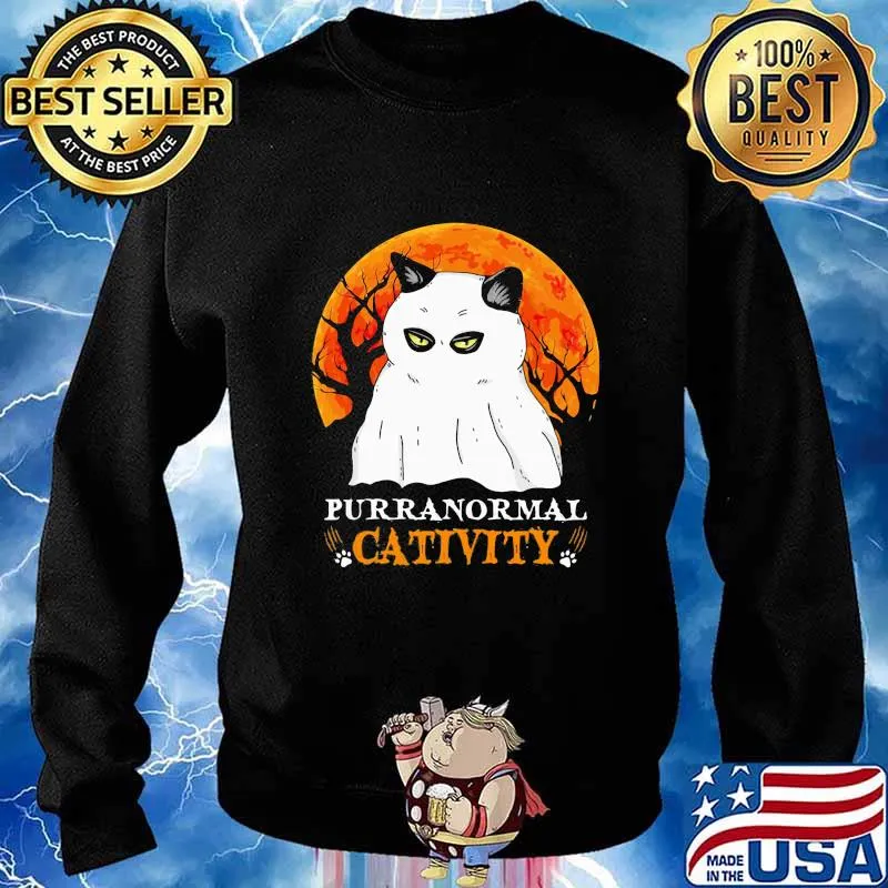 Halloween black cat boo purranormal cativity sunset s Sweater