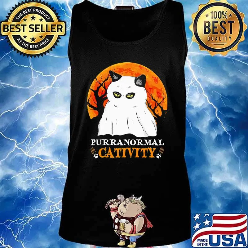 Halloween black cat boo purranormal cativity sunset s Tank top