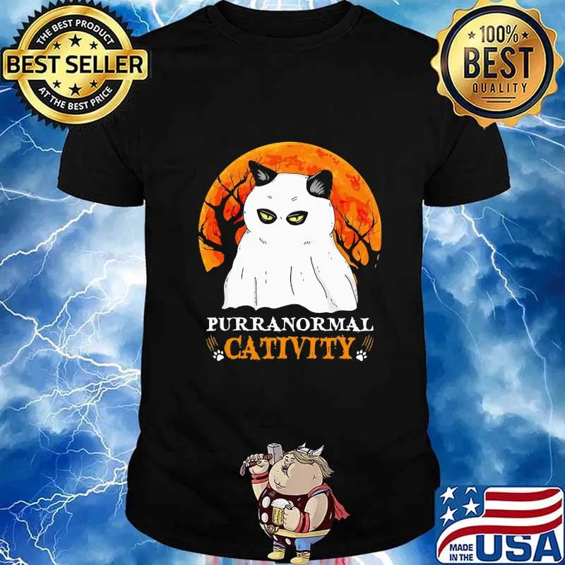 Halloween black cat boo purranormal cativity sunset shirt