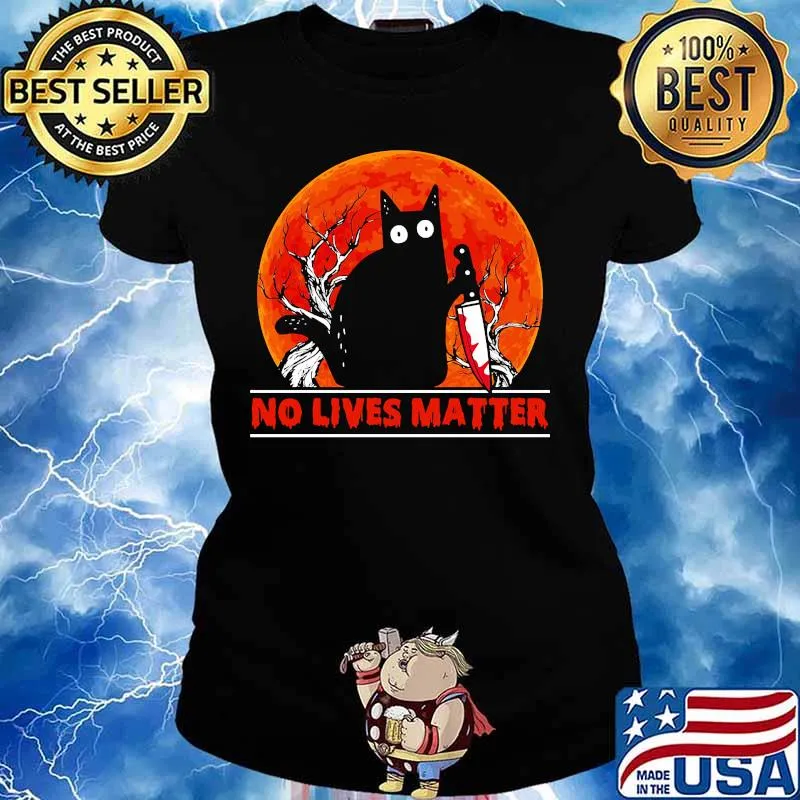 Halloween cat no lives matter sunset s Ladies tee