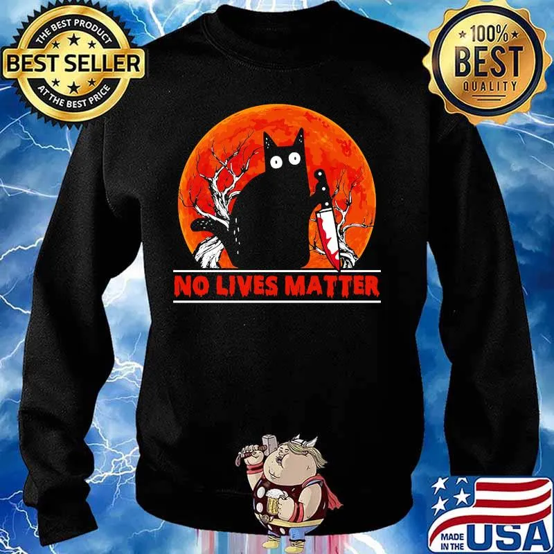 Halloween cat no lives matter sunset s Sweater