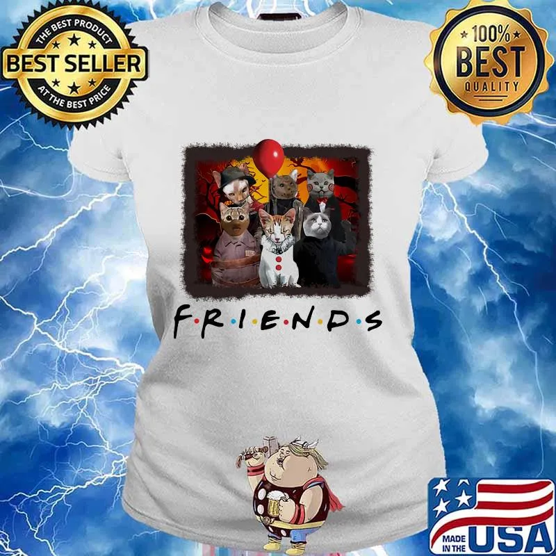Halloween characters horror cats friends s Ladies tee