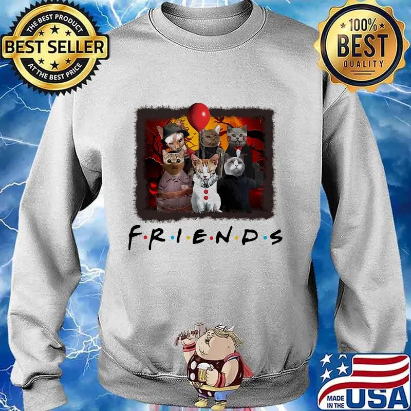 Halloween characters horror cats friends s Sweater